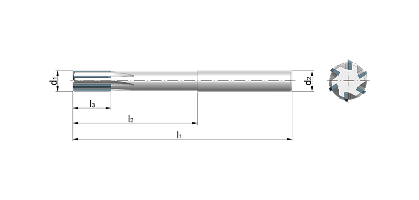 Machine reamers with carbide cutting edges with a straight shank