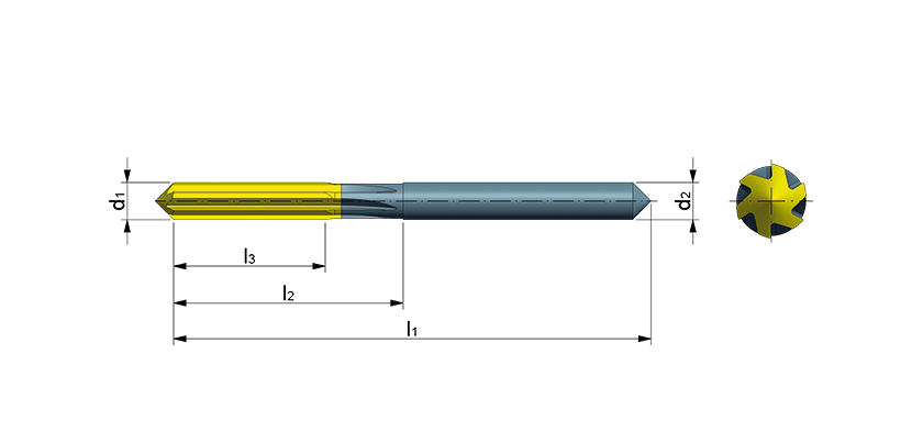 Solid carbide machine reamers with a straight shank, coated