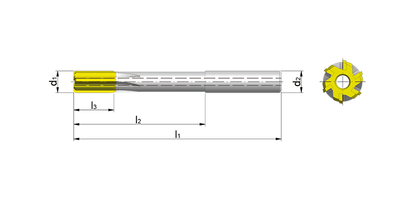 Machine reamers with carbide cutting edges with a straight shank, Internal cooling, coated